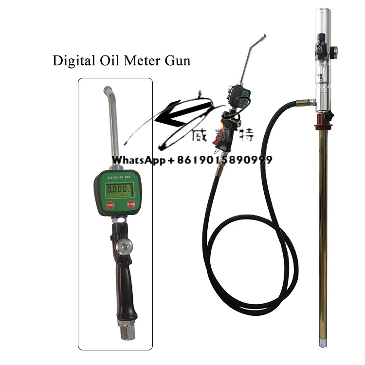 Air Operated Mobile Lubrication Drum Dispenser Pneumatic Oil Drum Pump With Counter Meter