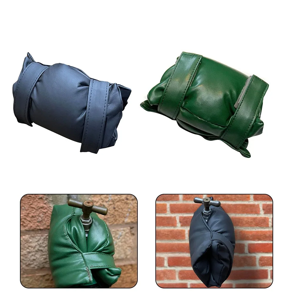 Insulated Outside Tap Cover Winter Frost-Protector Outdoor Weather Jacket Garden Faucet Cover Leather Green Black