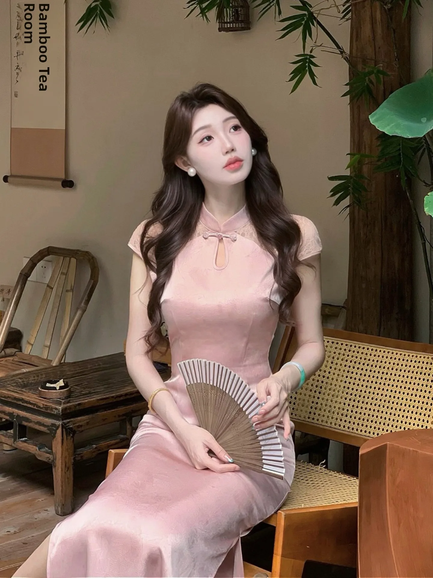 

Шелковое атласное платье с цветочной вышивкой, новая китайская женская летняя длинная юбка с круглым воротником