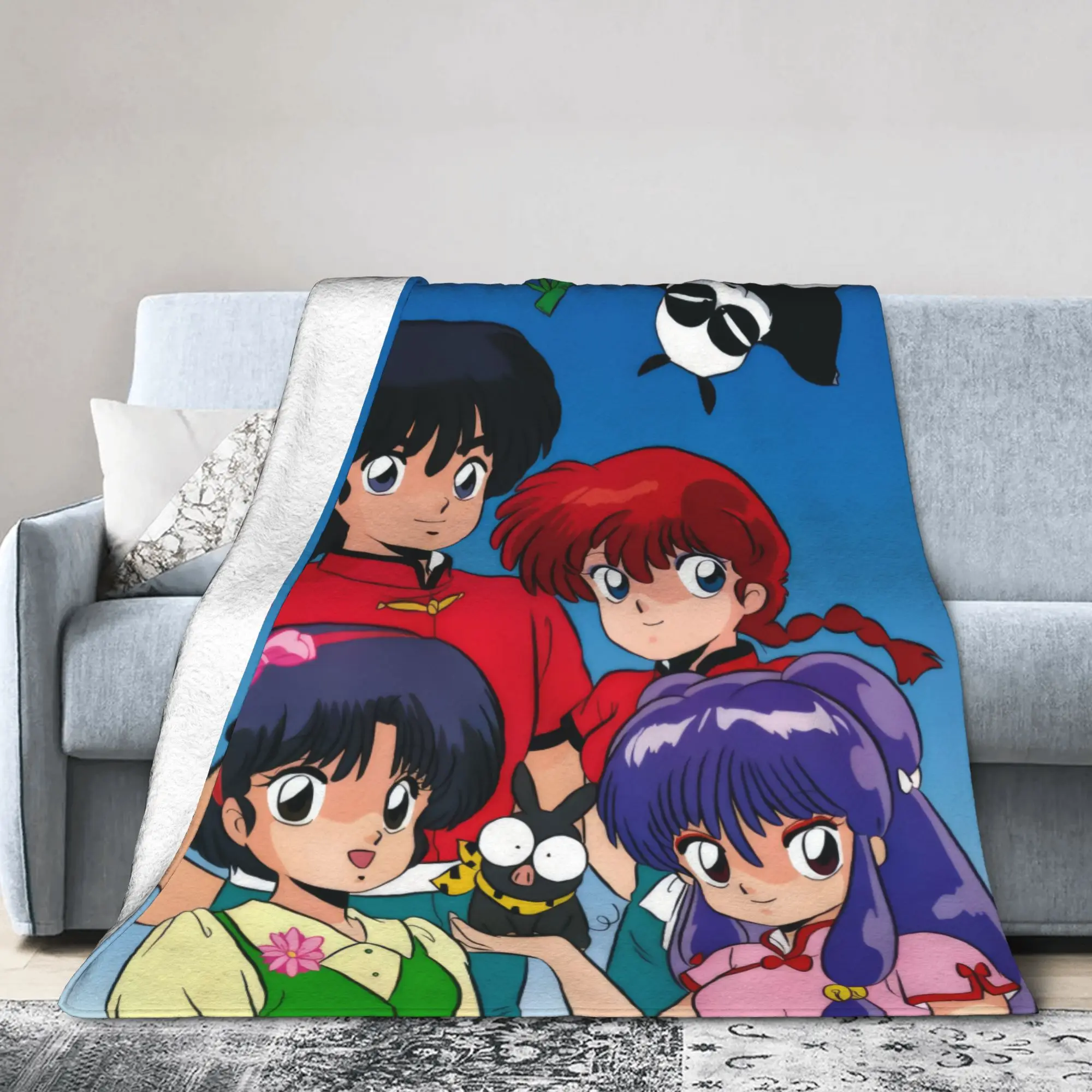 Ranma Japanese Anime Blanket Flannel Printed  Multifunction Lightweight Throw Blanket for Home Car Bedding Throws
