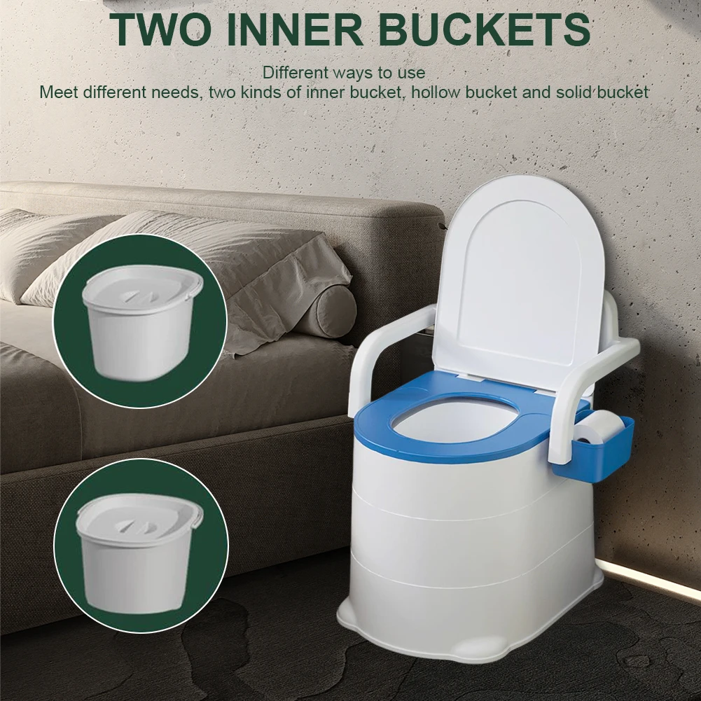

Bedside Commode Portable Squat Toilet Heavy Duty Bedside Toilet Non Slip Portable Commode Toilet with Armrest for Bedroom