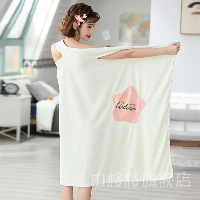 Wearable Bath Towel Bathrobe Women's Clothing Homewear Absorbent Comfortable Casual Soft Breathable Simple Loose Large Size