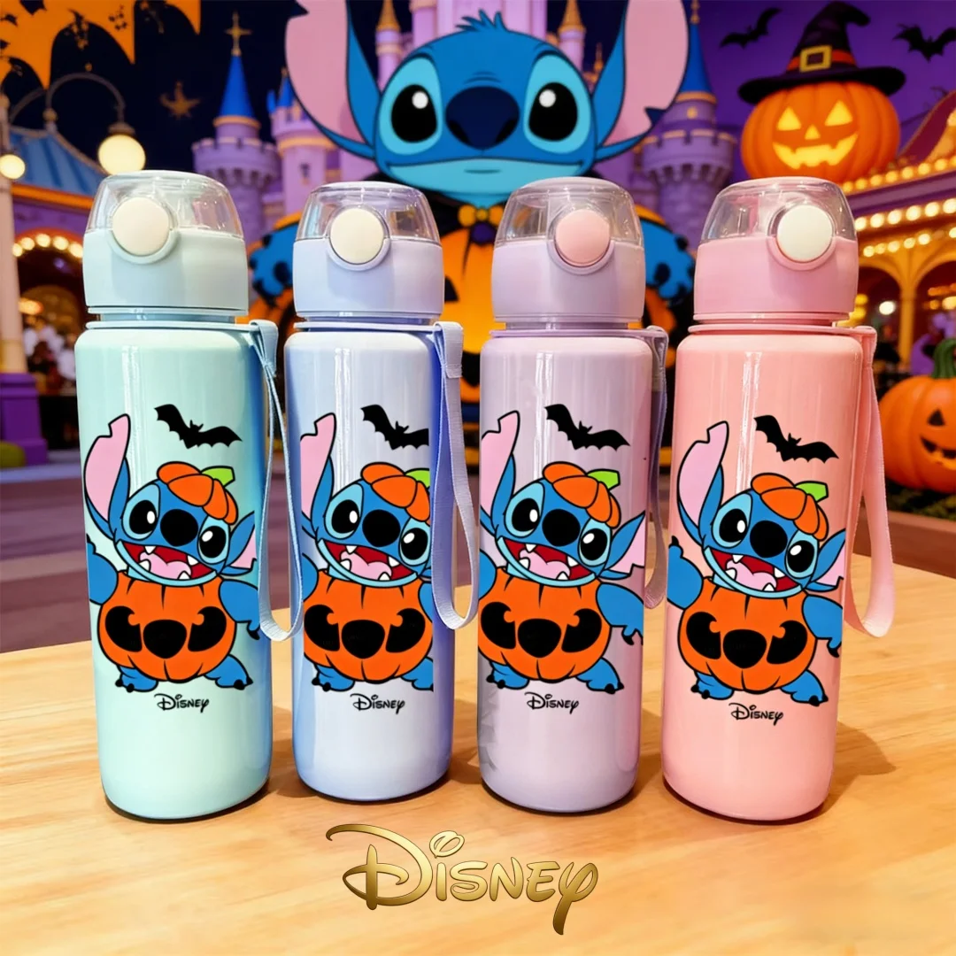 

3D Printed Disney Pumpkin Stitch Christmas Water Bottle, New Push-Button Flip-Top Cap, Reusable, Lightweight Travel Bottle Gifts