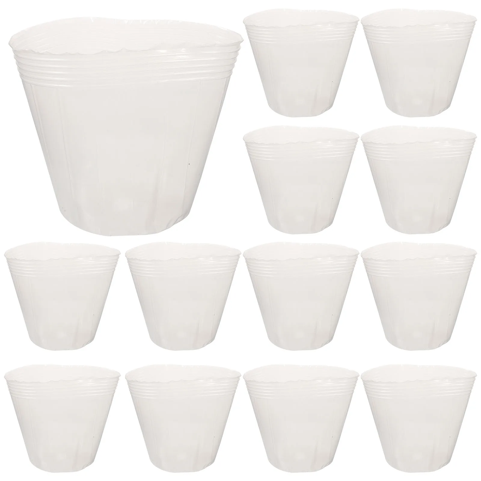 

10pcs Clear Plastic Flower Pot Liners 4 5 Inch Transparent Planters Drainage Holes Gardening Balcony