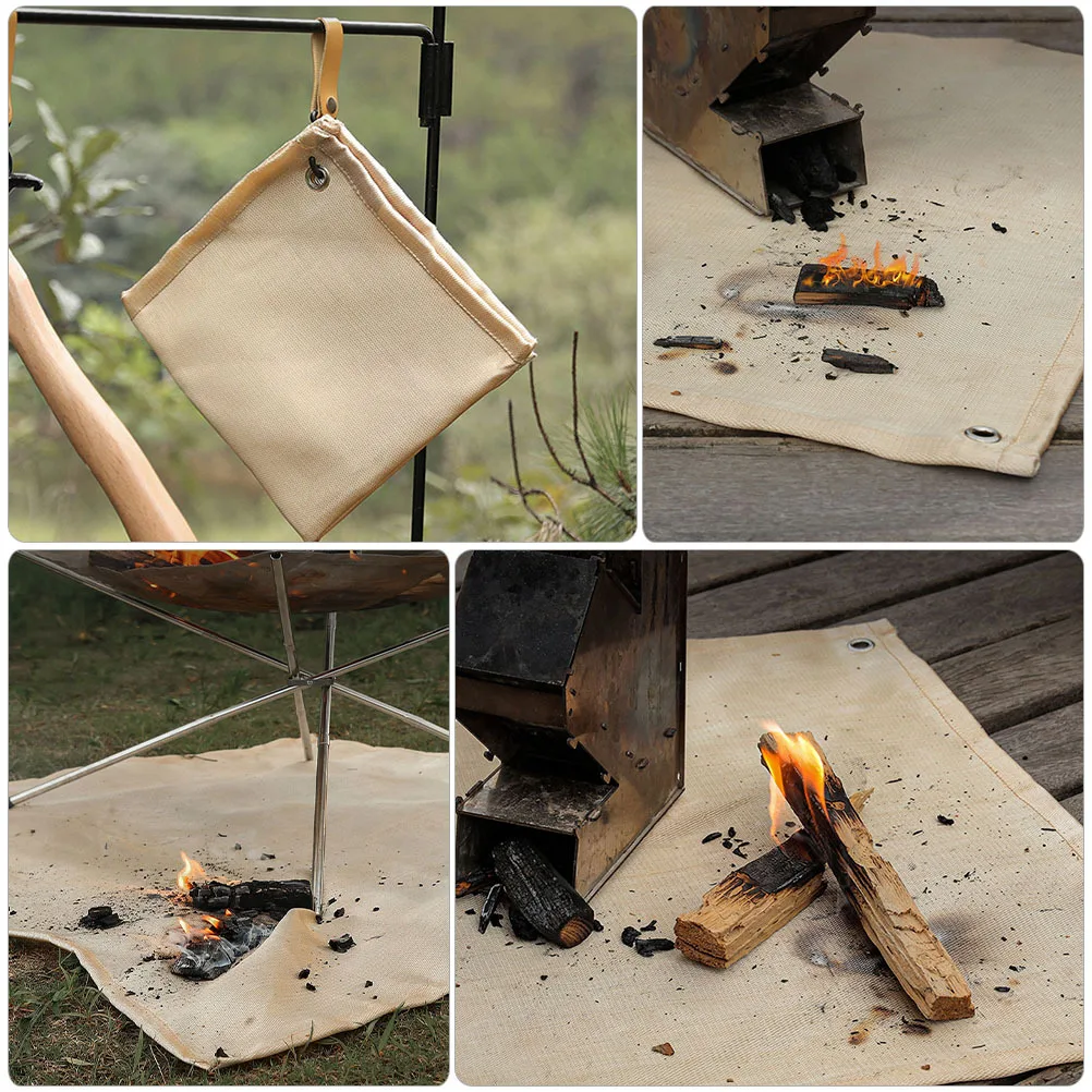 بطانية حريق للتخييم في الهواء الطلق حصيرة من الألياف الزجاجية المقاومة للحرارة وسادة أمان مقاومة للهب لمعدات بقاء نزهة الشواء #3