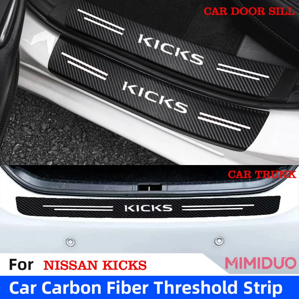 Car Door Sill Guard Plate Threshold Protector Running Entry Board Pedal Cover For Nissan Leaf Car Carbon Fibre Stickers