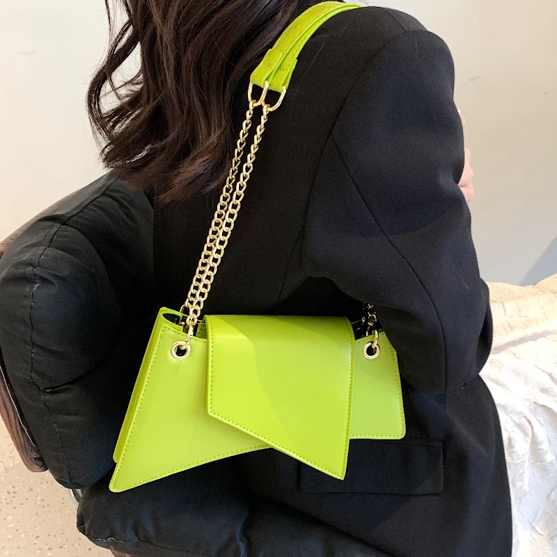 Green Color Shoulder Underarm Bag French Fashion High Quality Chain Crossbody  Bags Women\'s 2024 Spring  Summer New Handheld Bag