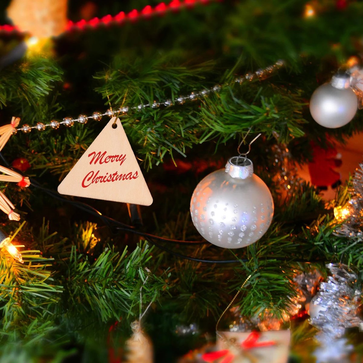 

100 Pcs Triangle Wood Slices Durable DIY Crafts Accessories Smooth Wooden Ornaments Unfinished Embellishments Christmas