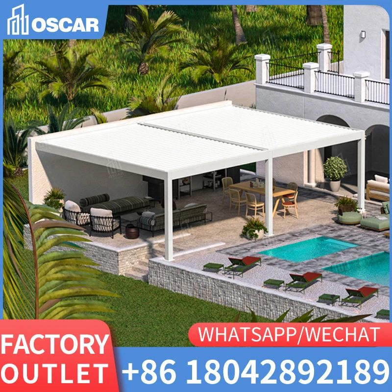 Custom Outdoor Patio Balcony Aluminum Telescopic Rooflight Smart Electric Retractable Glazed Glass Roof Enclosure Pergola System