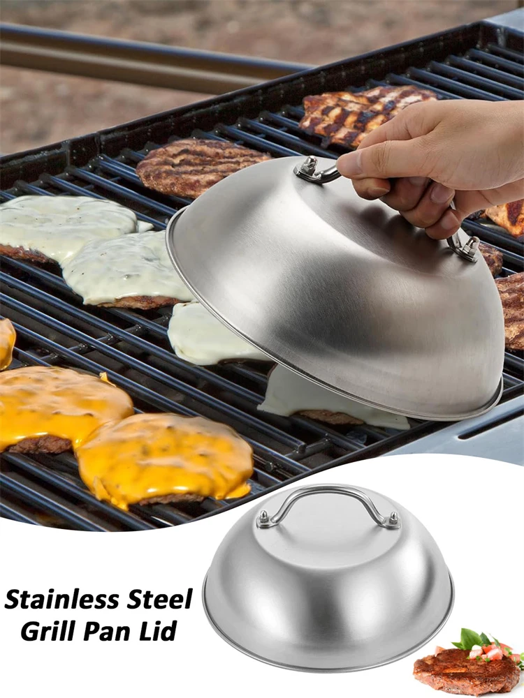 

Stainless Steel Round Pot Lids Cover Steak Accessories Stainless Steel Basting Cover Western Style Food Pan lid Korean BBQ Pot