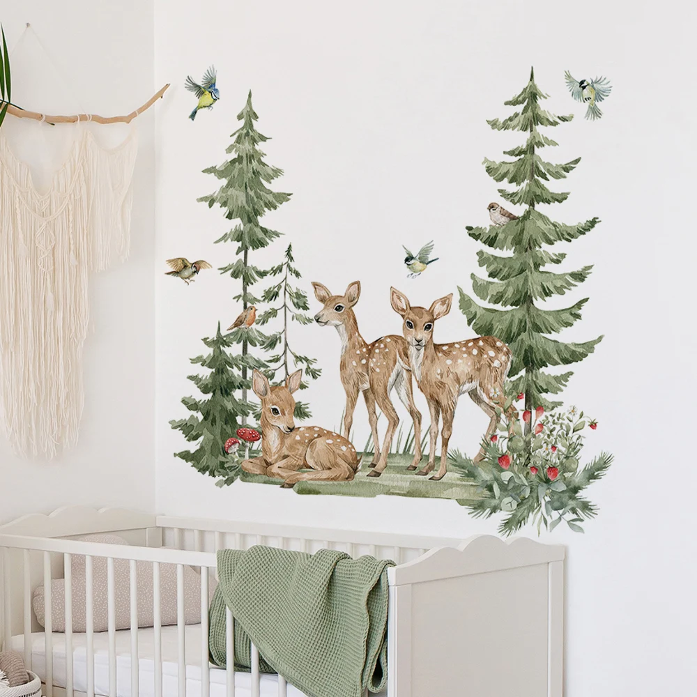 Cartoon Forest Animals Wall Stickers for Living room Bedroom Sofa Backdrop Wall Decor Waterproof pvc Wall Decals Room Decoration