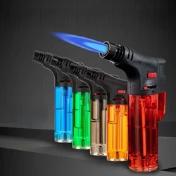 Outdoor Portable High Temperature Welding Gun Butane Gas Torch Lighter Transparent Gas Window BBQ Kitchen Turbo Cigar Lighters