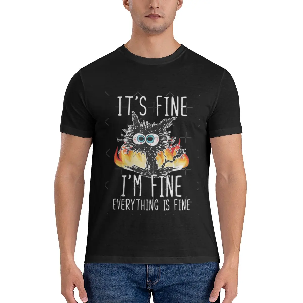 Funny It Fine Im Fine Everything Is Fine Funny Shirt, Śmieszna koszulka męska Topy z nadrukiem są luźne i dopasowane koszulki damskie