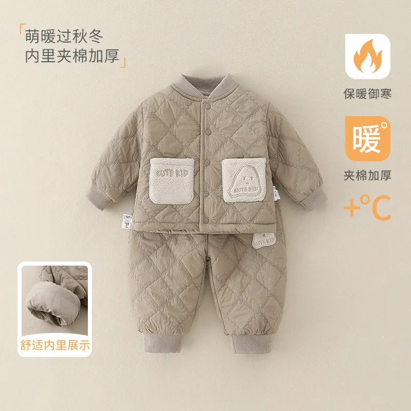 2026New autumn and winter baby clothesaWarm clothing set for babies, children's quilted padded jacket, thickened cotton coat for