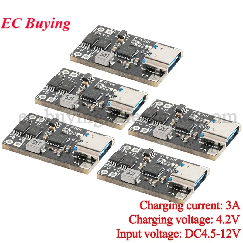 5Pcs/1pc 5V 3A TYPE-C USB Buck Step-down Power Charging Module Lithium LiPo Battery Charger Protection Circuit Board DIY Mobile