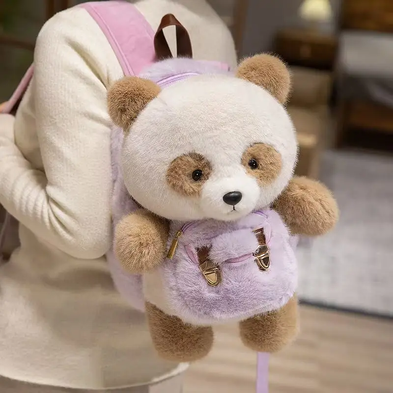 35cm Panda Reisrugzak Simulatie Knuffel Handgemaakte pop Cartoon Anime Schattig Kussen Kussen Woondecoratie Kindergeboorte