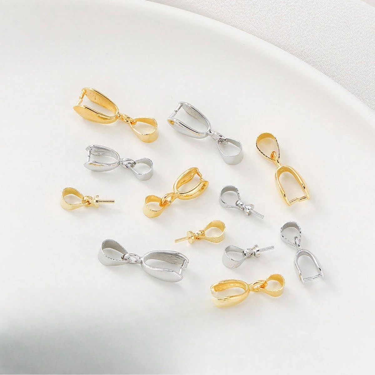 14K 18K Gold Plated Melon Seed Buckle With Hanging Eye Pin Base DIY Handmade Bracelet Necklace Buckle Jewelry Findings
