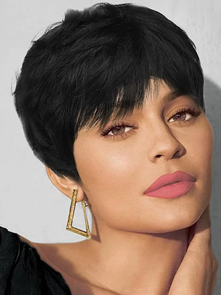 

Прямой парик Bla ort, женские парики с стрижкой пикси, удобные дышащие, l выглядящие теплые шелковые волосы, полное покрытие