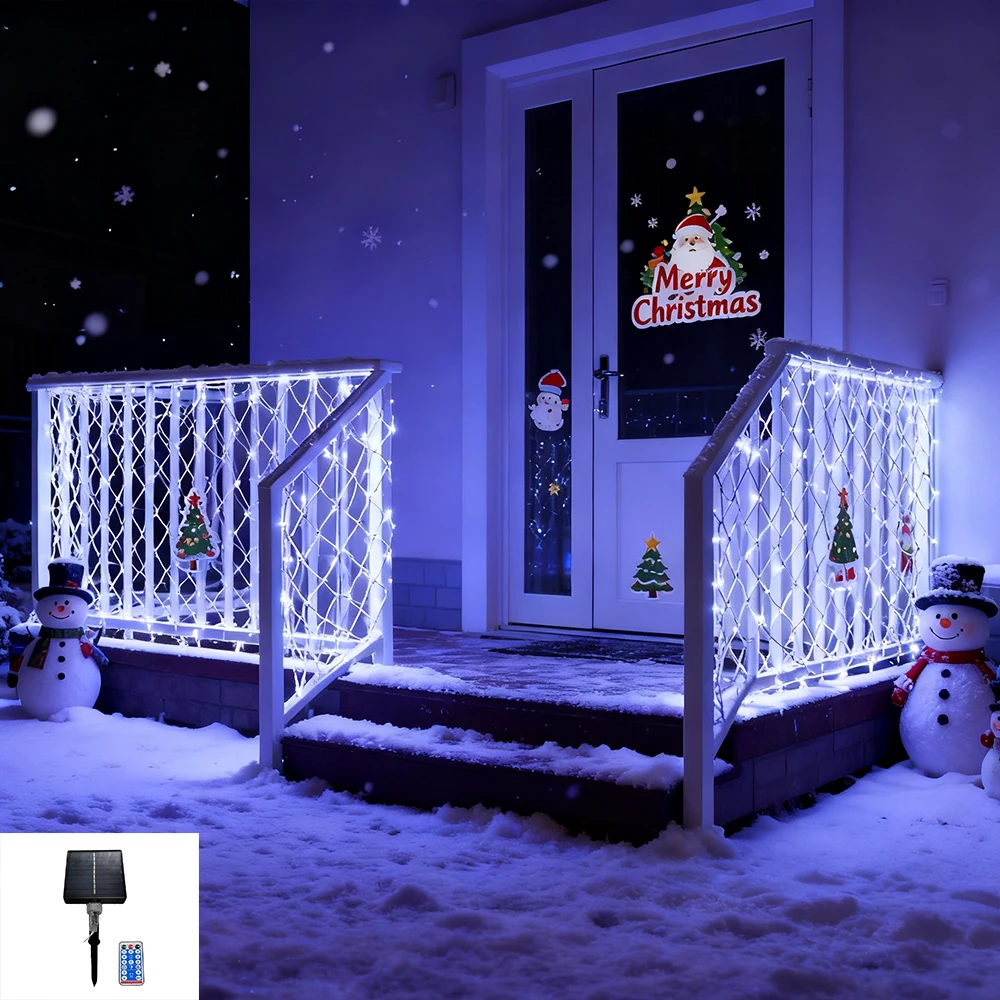 

3x2M Solar Net Mesh String Lights Outdoor Net Mesh String Lights with Remote Net Lights Tree Wrap Fairy Light Net Hanging Lights