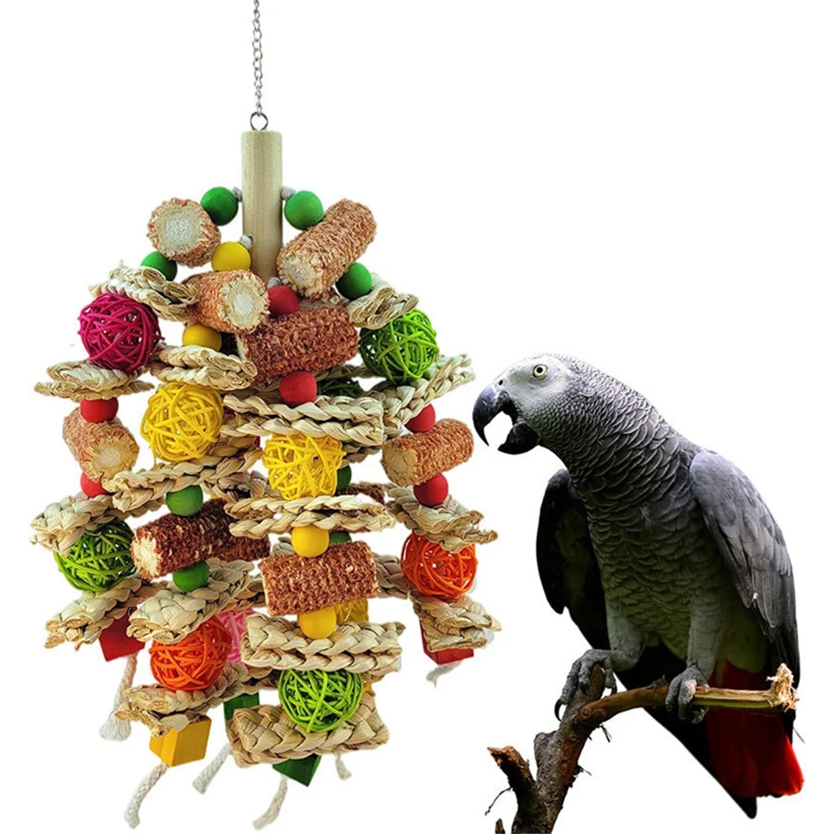 Bird Toys, Parrot Toys Exciting Chewing Fun for Parakeets, Cockatiels, Medium-Sized Parrot Corn Cob Exercise the Beak