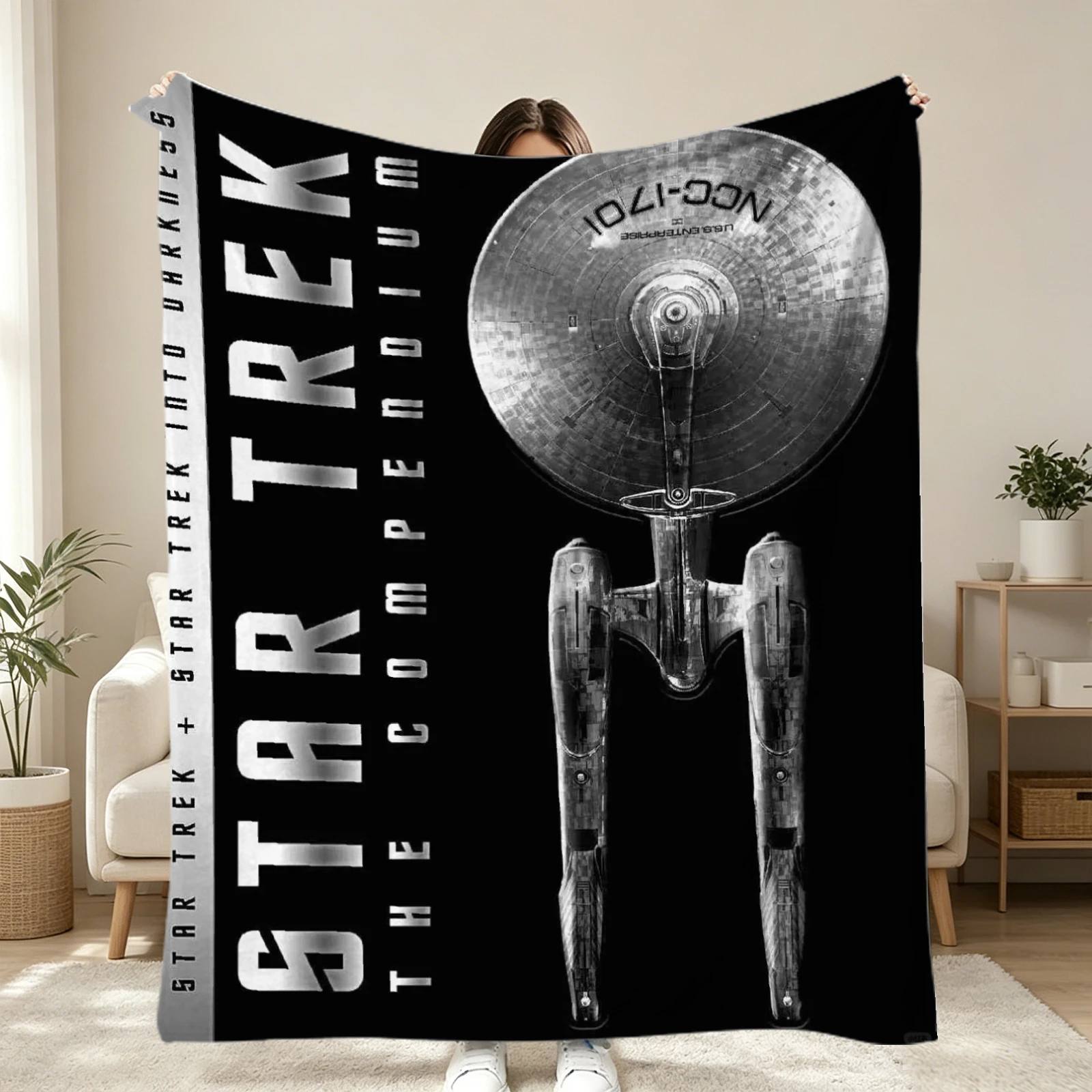 Flanell-Fleece-Decke, 1 Stück, mit S-Star T-Trek-Motiv, weiche, waschbare Wohndecke für Wohnzimmer, Schlafzimmer, Büro und Reisen.