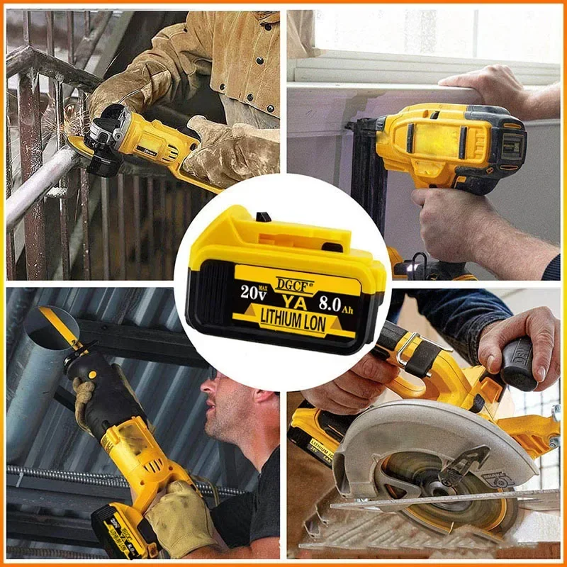 Imagem -04 - Bateria Compatível com Ferramentas Elétricas Dewalt 18v 6ah Recarregável Ferramenta Elétrica Baterias de Lítio 8.0ah Dcb200 20v