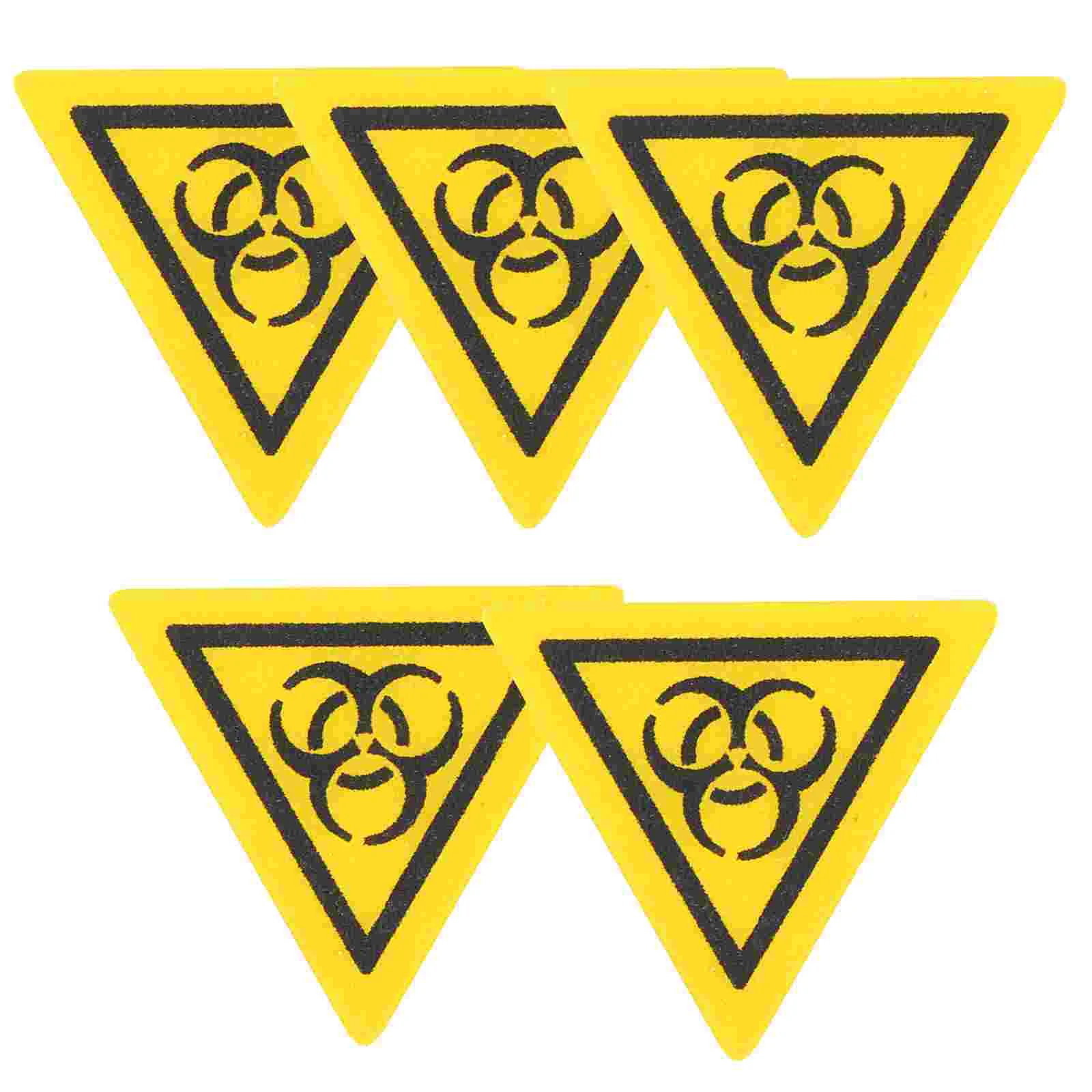 5 Pcs Biosafety Sign Biological Hazard Decals Laboratory Risk Warning Signs Food Label Marking Sticker