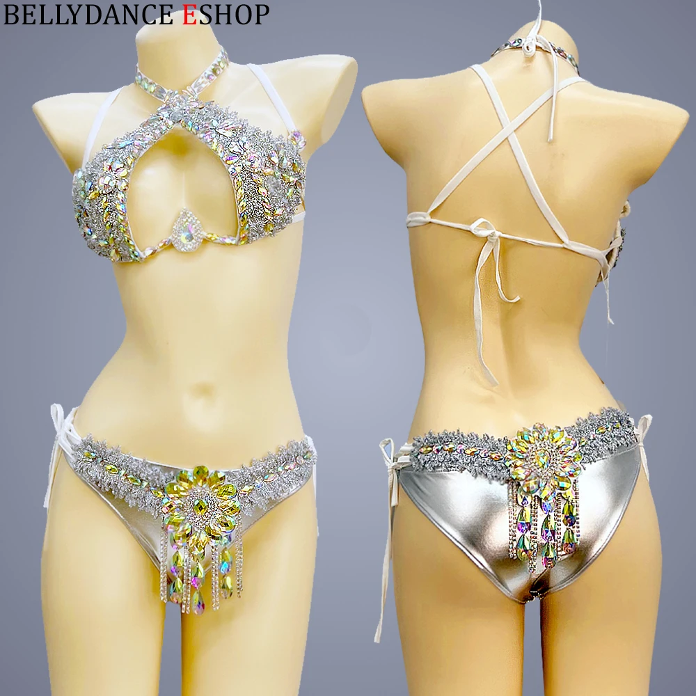 

New Stage Show Costumes Sexy Samba Carnival Belly Dance Costume Suit For Women Wire Bra Belt Set Party Rave Dancer Wear Outfit