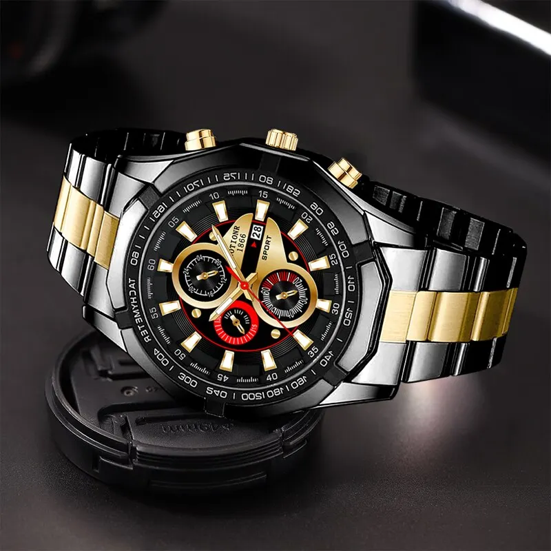 2023 Luxury Fashion Mens Sports Calendar Watches For Men Business Stainless Steel Quartz Wrist Watch Classic Male Casual Watch