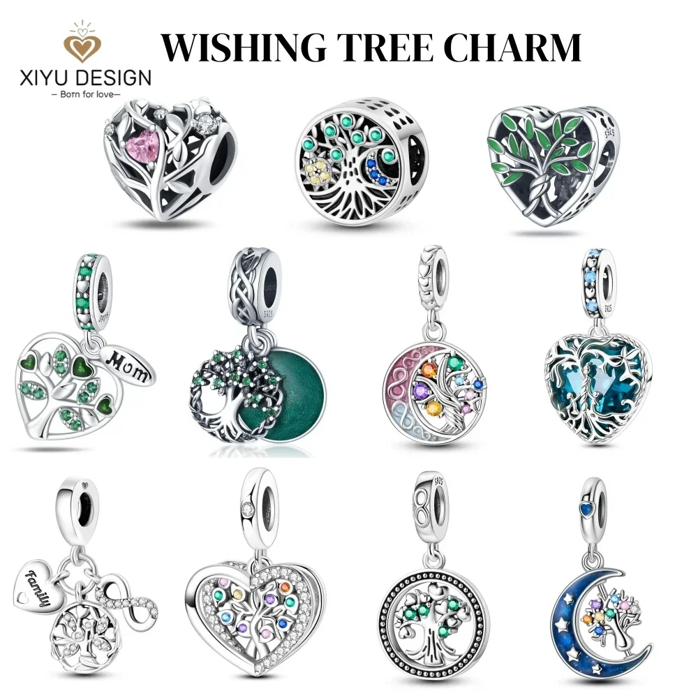 

925 Silver Wishing Tree Love Family Pendant Charm Beads Fits Bracelet Necklace Womens DIY Fine Jewelry Anniversary Gift