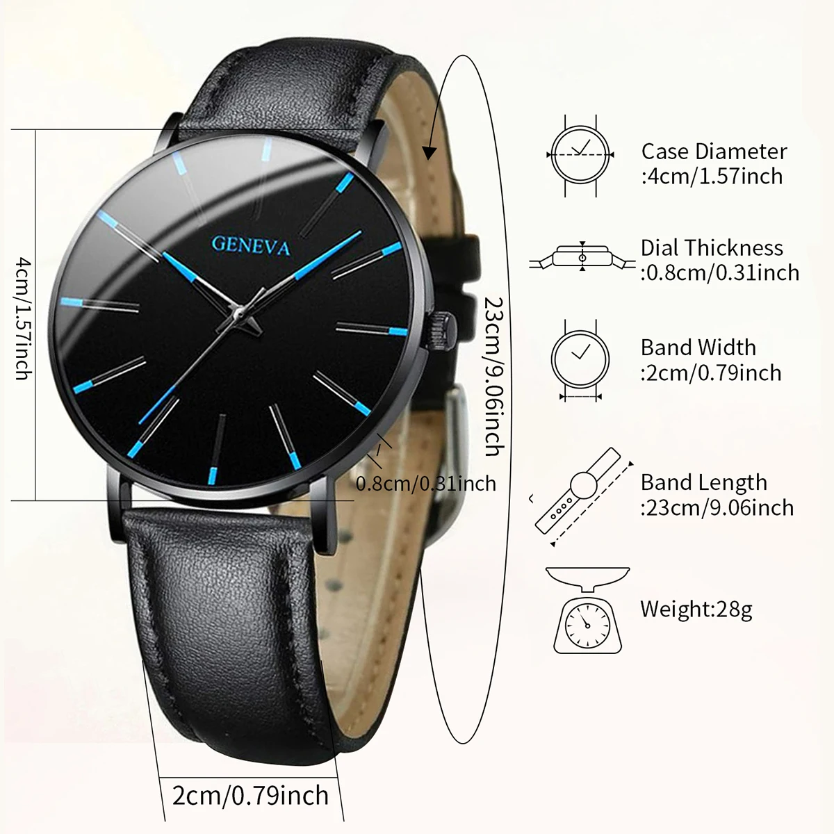 Montre à quartz décontractée en cuir pour hommes, cadran rond, bracelet, collier, pendentif, mode, ensemble de 3 pièces