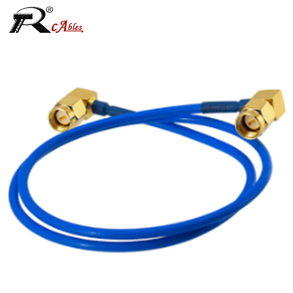 

1PC SMA Male Right Angle to SMA Male 90Degree Plug Connector RG 402 Semi Flexible RF Coaxial Cable 0.141" 50ohm Blue