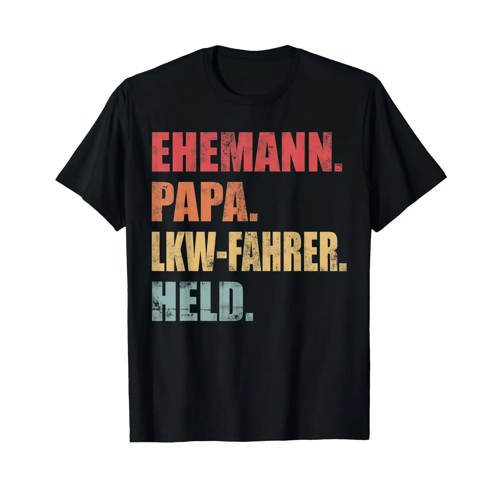 Herren-T-Shirt für LKW-Fahrer, Vater, Ehemann zum Vatertag, schwarz, vintage, gewaschen, für den Alltag, modisch, leicht weich