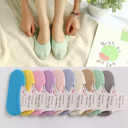 Summer Thin Colorful Girl Invisible Loafers Socks Ladies Boat Mesh Socks for Women Candy Colored Mesh Heel Silicone Non Slip