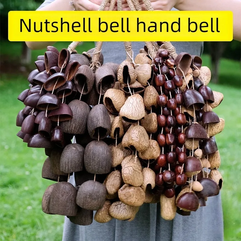 Natural Wind Chimes Plants Nut Shell Healing Bells Portable Outdoor Hand Rattles Handmade Meditation Percussion Instruments