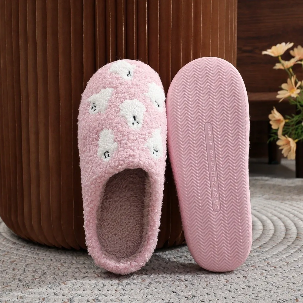 Lässige, weiche Halloween-Hausschuhe, schöne warme Geister-Hausschuhe, niedliche dicke Sohle, flauschige Winter-Slipper für Halloween – Detail 6