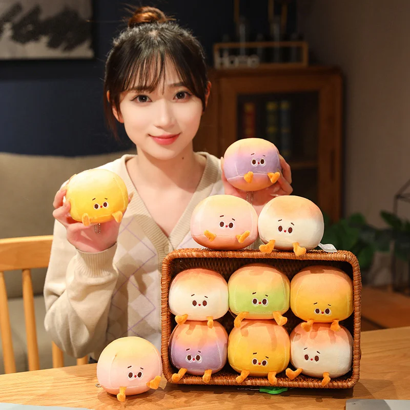 10CM Small Steamed Buns Plush Toys Soft Stuffed Bread Doll Plushie Pendant Toys For Children Girls Gift Bag Decor