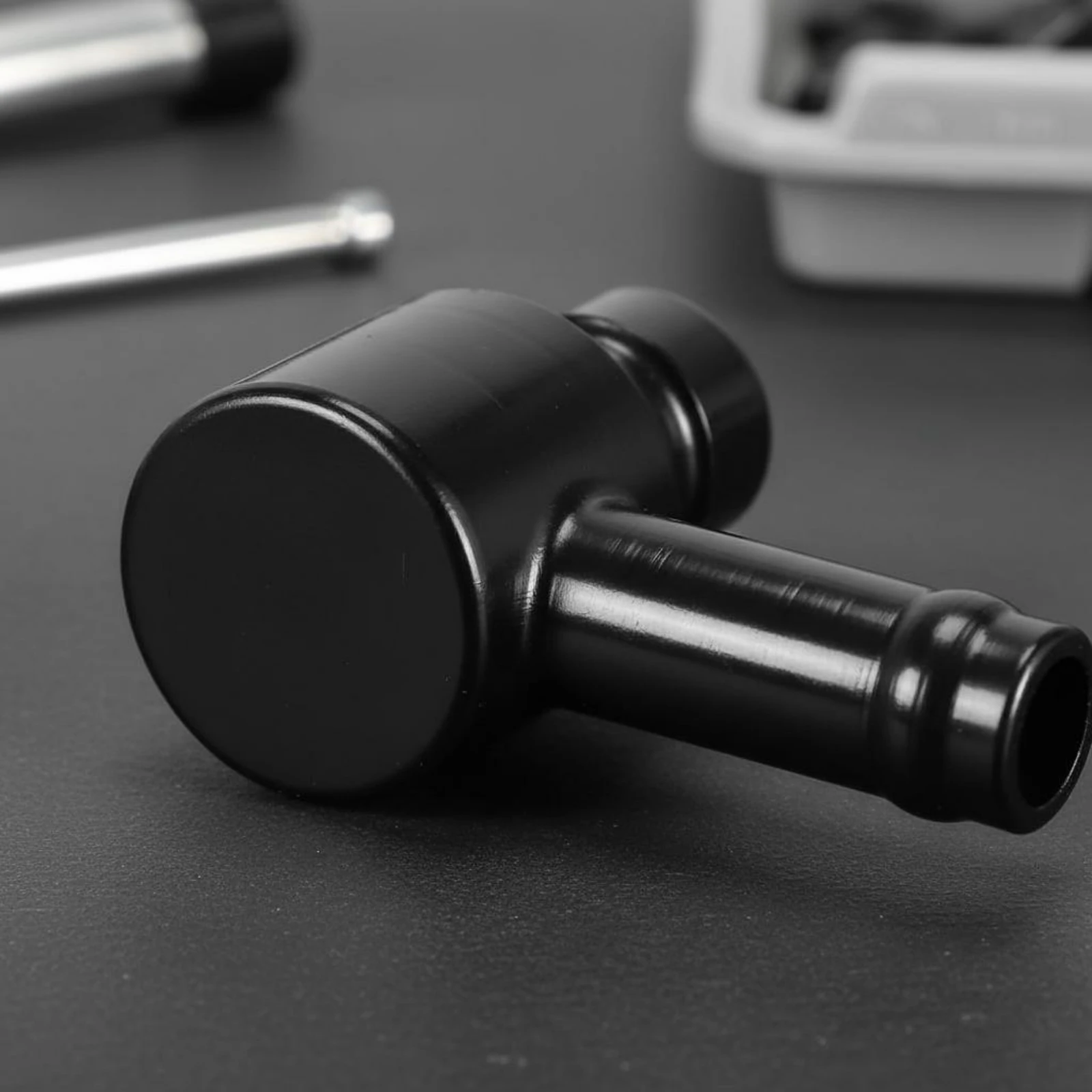 Hose Barb Fitting Compact Angled Connector Cylindrical Fitting Black Motorcycle Part Polished Finish