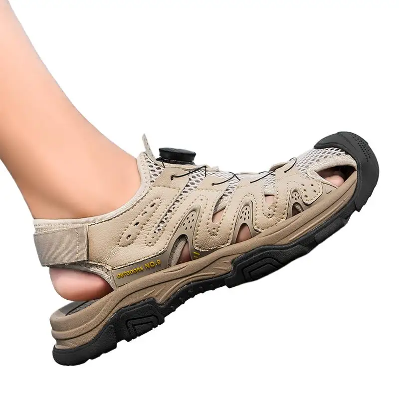 Genuine Leather Mens Casual Shoes Outdoor Men Leather Sandals for Men Beach Shoes Roman mens Shoes Summer Men Sandals