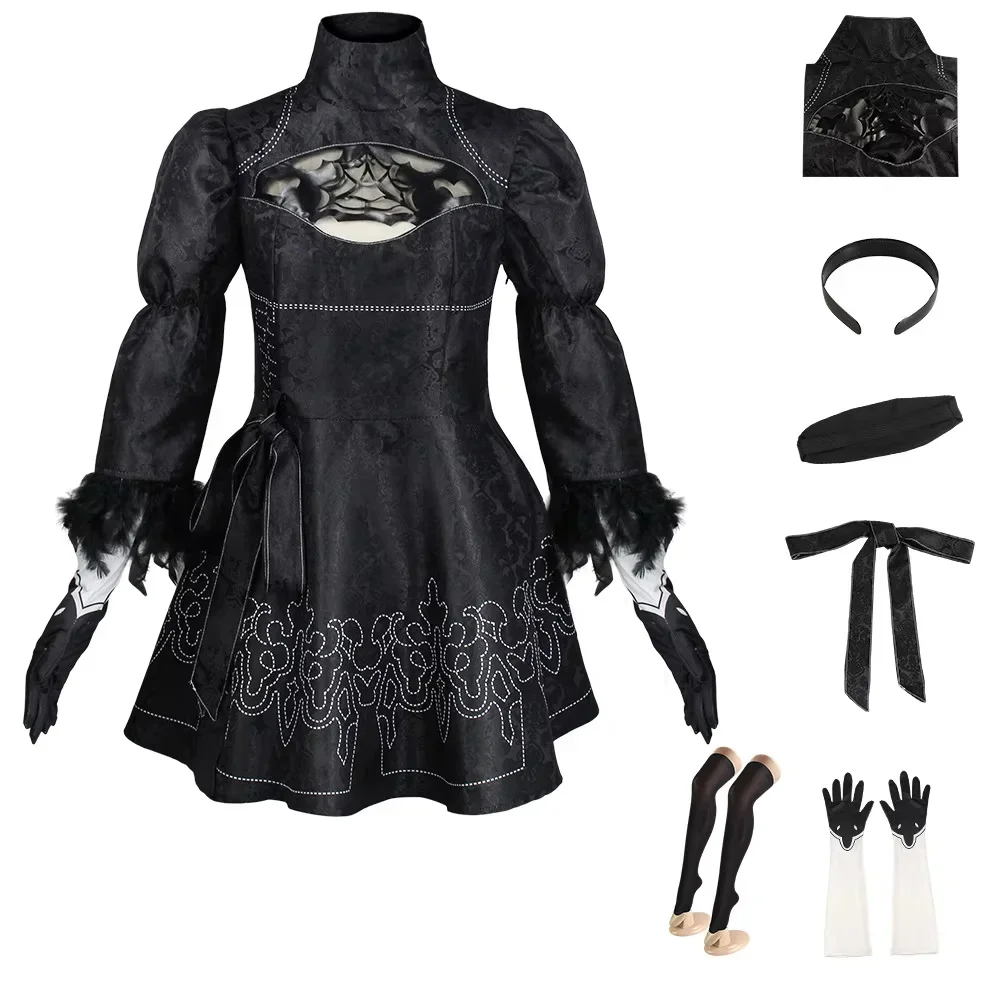 Nier automata cosplay traje yorha 2b roupa sexy figuras de jogo terno feminino role play trajes meninas festa de halloween vestido extravagante