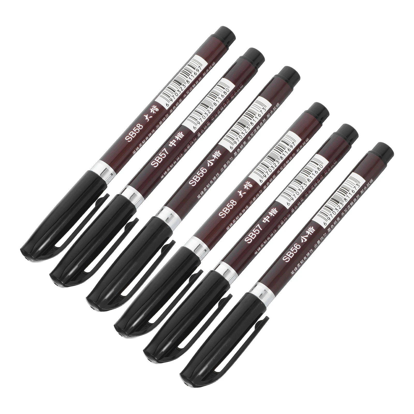 

6 Pcs Chinese Calligraphy Pen Brush Ink Thick Caligraphy Pens for Writing Set Plastic Tip