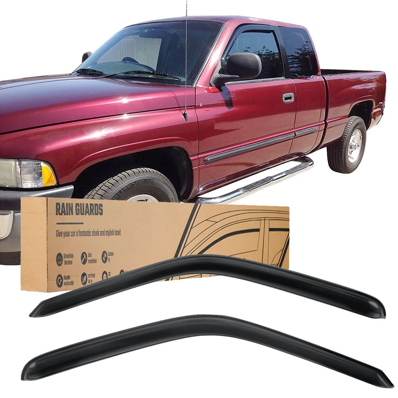 

Дождевики-дефлекторы из акрила для окон, вставляемые в канавки, для Dodge Ram 1500 2500 3500 (1994-2002)