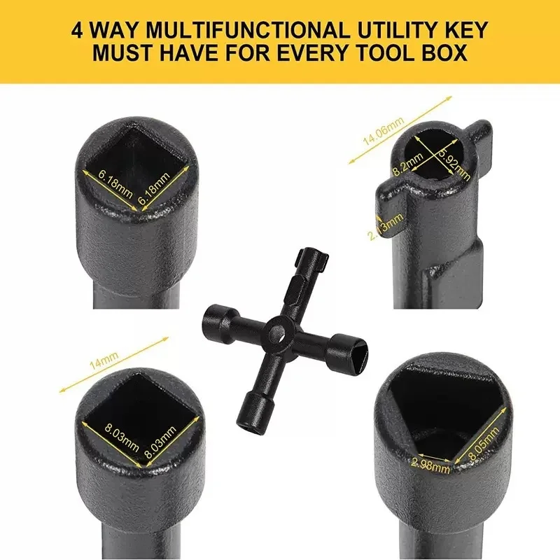 Multifunction Cross Switch Square Key Wrench Alloy Universal Triangle For Elevator Electrical Cupboard Box Train Cabinet