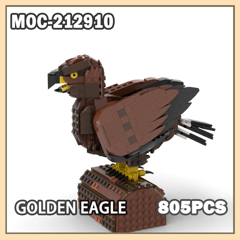 

MOC- 212910 Серия животных, Золотой орел, строительный блок, модель кирпича, пазлы, сборка, очень реалистичный набор игрушек, креативные подарки, 805 шт.