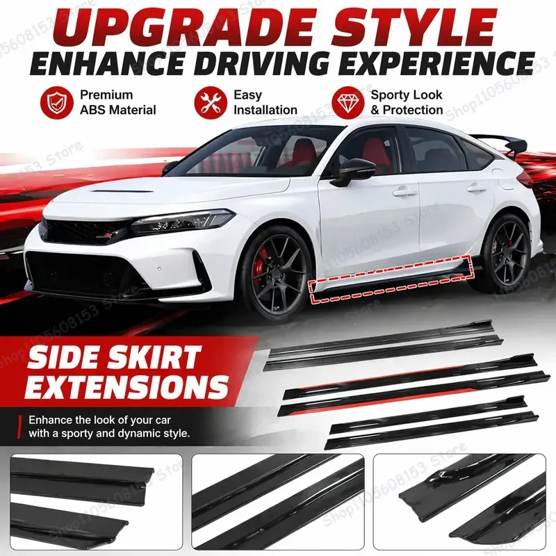 For Honda Civic Civic Type R 2M Side Skirt Extension Lip Kit Bumper Splitter Racing Spoiler Aerodynamic Body Kit Car Styling