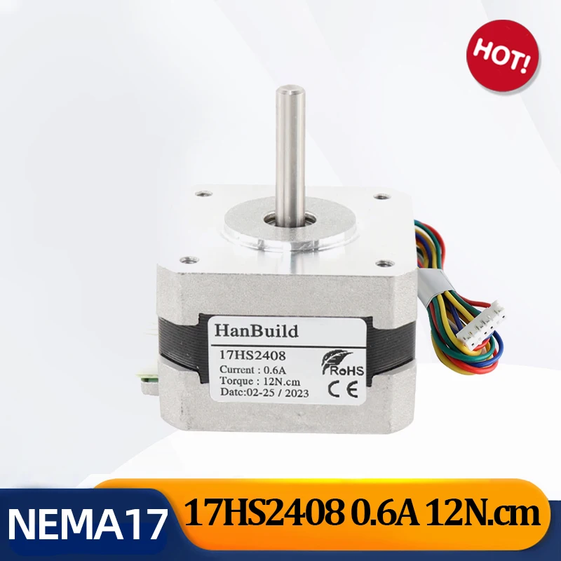 1PCS  Stepper motor42 Phase 4 Leads Nema 17 1.8 Degree 42BYGH28 0.6A 12N.m For CNC Laser Engraver 3D Printer 17HS2408