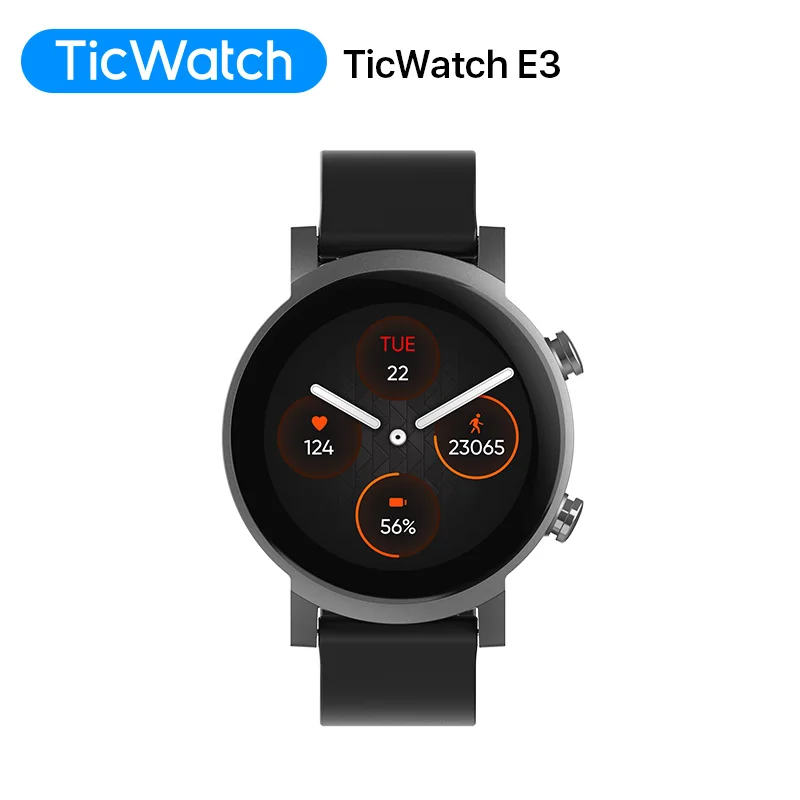 ساعة يد ذكية من Ticwatch E3 للرجال والنساء موديل سنابدراجون 4100 ذاكرة داخلية 8 جيجابايت IP68 مقاومة للمياه من Google Pay