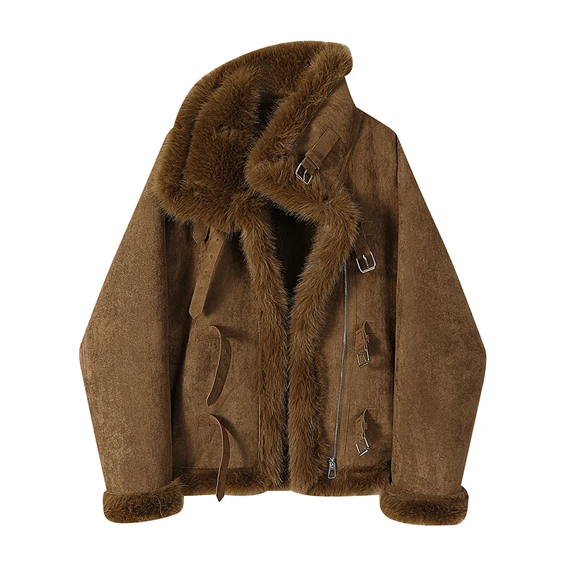 

Winter Thickened Fashion Overcoat 2025 Short Deerskin Velvet Fur One-Piece Women Coat Warm High-Quality Women's Coat Parker H752