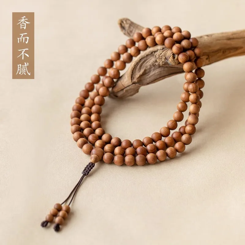 Indian Old Mountain Sandalwood Mala Bracelet 108 Beads Black Meat Sinking Wooden Necklace Couple Calming Jewelry