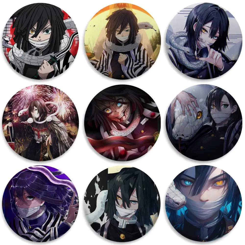 

Anime Iguro O-Obanai D-Demon Badges Round Exquisite Badge Brooches Creative Pins For Clothes Hat Backpack Gift Accessories